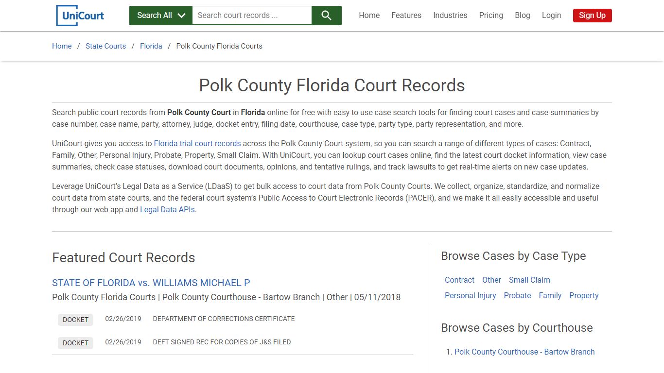 Polk County Florida Court Records | Florida | UniCourt