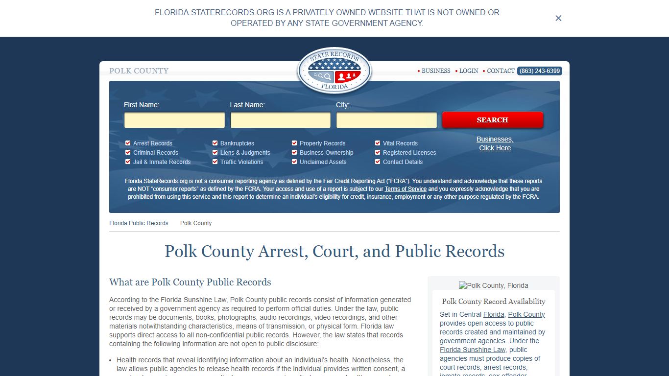 Polk County Arrest, Court, and Public Records